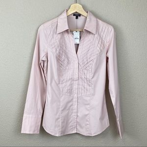 Express Essential Stretch long sleeve pink shirt